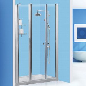 מקלחון חזית פרופילים – שתי דלתות ודופן קבועה