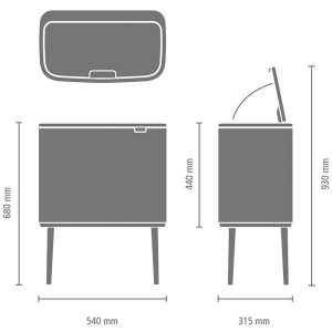 פח אשפה למטבח BRABANTIA אפור בטון מינרלי 36 ליטר 1